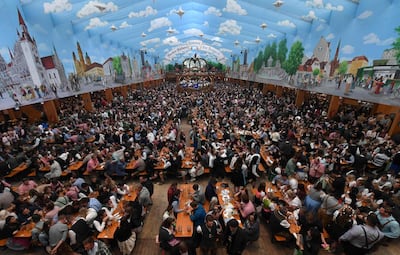 Oktoberfest 2019: crowds gather in a tent to celebrate the annual festival. AFP