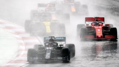 Mercedes driver Lewis Hamilton on his way to winning in the Turkish Grand Prix at Istanbul Park on Sunday, November 15. Victory would see Hamilton secure a record-equalling seventh world title, AP