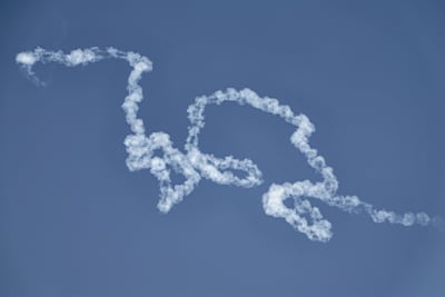 Smoke from a reported rocket interception is seen in the sky over Abu Dhabi. AFP