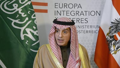 Saudi Arabia's Foreign Minister Adel Al Jubeir addresses a press conference after meeting his Austrian counterpart in Vienna on February 19, 2018. Hans Punz / AFP
