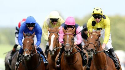 Adam Kirby, right, pictured riding Mount Logan during the First Race Special Stakes, will not be riding Lady Of Dubai in the British Champions Series race because he cannot do the weight of 8st 12lbs. Matthew Childs / Reuters