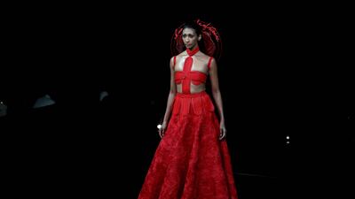 Pops of colour punctuate Amit Aggarwal's catwalk show.