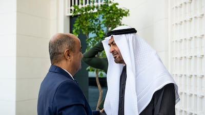 Sheikh Mohamed and Mr bin Braik at Al Shati Palace
