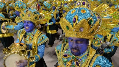 Revellers of the Mocidade Alegre samba school. Nelson Almeida / AFP Photo