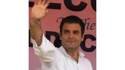 Rahul Gandhi appears at an election rally in April for the Congress candidate Sankar Malakar, who, unlike several others backed by Gandhi, would go on to win his constituency. Diptendu Dutta / AFP