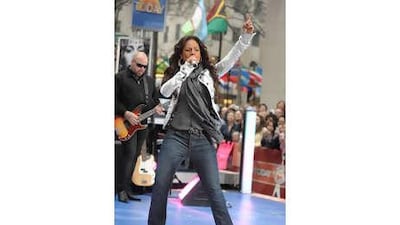 Alicia Keys performs on NBC's Today Show in Rockefeller Plaza, in New York.