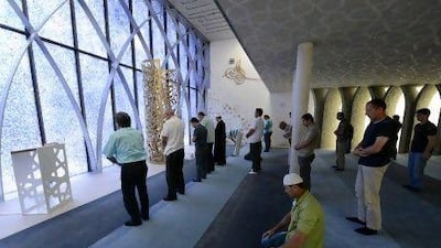 Worshippers pray at a mosque in Penzberg, southern Bavaria, on Sunday.