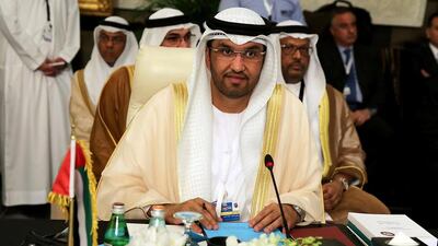 The UAE Minister of State Sultan Ahmed Al Jaber attends the Arab foreign ministers’ meeting on March 27, 2017 ahead of the Arab League summit at the Dead Sea in Jordan on 29 March. Jamal Nasrallah / EPA