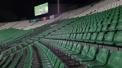 A Pakistan Super League cricket match being played without spectators as part of energy-saving measures, in Lahore. Reuters