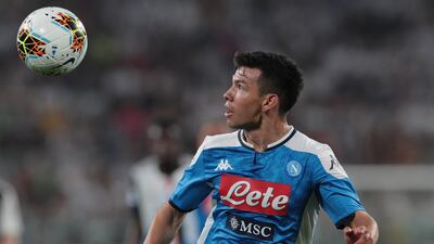 Hirving Lozano of Napoli controls the ball against Juventus. Getty Images