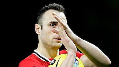 Dimitar Berbatov on a rare outing for Manchester United last season.
