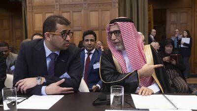 Ziad Al Attiyah, Saudi Arabia’s ambassador to the Netherlands, at the ICJ hearings in The Hague. Getty Images