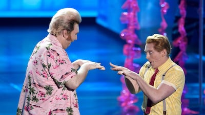 Danny Skinner, left, and Ethan Slater, from the cast of 'SpongeBob SquarePants: The Musical', perform. AP