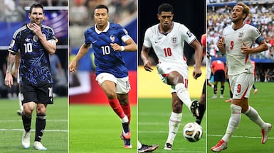 From left: Lionel Messi, Kylian Mbappe, Jude Bellingham and Harry Kane are all in with a chance to win the Golden Boot.