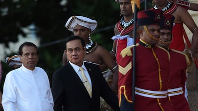 Sri Lankan President Maithripala Sirisena, left, seen here with visiting Thai Prime Minister Prayuth Chan-ocha on July 12, 2018, has reinstated the death penalty. AFP