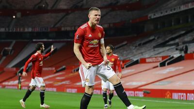 Scott McTominay of Manchester United celebrates after scoring the game's first and only goal. Getty