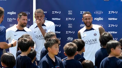 Lionel Messi, Kylian Mbappe and Neymar. EPA