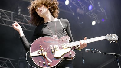 James Edward Bagshaw, gutarist and singer of the English rock band the Temples performs at the Austin City Limits Music Festival in Zilker Park, Friday October 3, 2014, in Austin, Texas. AP