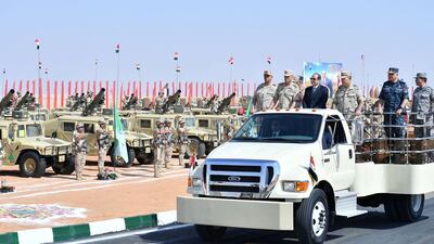 Egyptian President Abdel Fattah El Sisi inspects military units in Suez on October 25. All photos: Egyptian Presidency / Reuters
