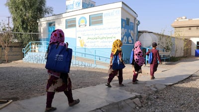 Girls attend a school in Kandahar, Afghanistan. EPA