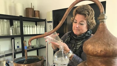 Trygve Harris in her distillery in Muscat. Anna Zacharias / The National