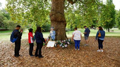 Tributes to Queen Elizabeth are viewed at St James's Park in London. Reuters