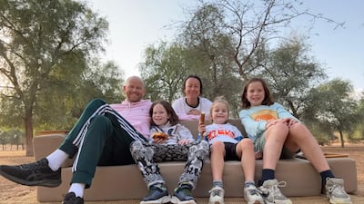 The writer and her family at the Sand Sherpa camp. Photo: Gemma White for The National