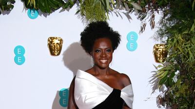 Viola Davis wearing Armani Prive at the 2019 Bafta Awards ceremony at the Royal Albert Hall in London, on February 10, 2019. AFP