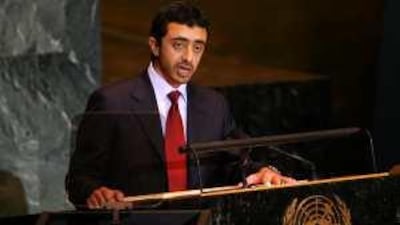 Sheikh Abdullah bin Zayed, the Foreign Minister, addresses the UN General Assembly in New York.