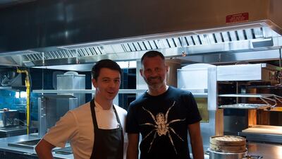 Folly's Scott Price and former Manchested United footballer Ryan Giggs. Courtesy Folly