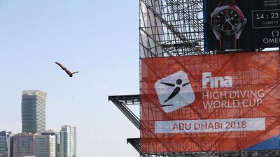 Divers warm up before the final of the mens section at the Fina High Board Diving World Cup.