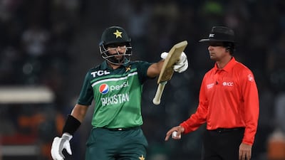 Pakistan Imam-ul-Haq celebrates after scoring another fifty in the third ODI against Australia at the Gaddafi Cricket Stadium in Lahore on April 2, 2022. AFP