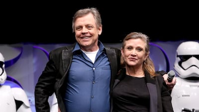 Mark Hamill and Carrie Fisher, left, at the Star Wars Celebration in California last month. Jesse Grant / AFP