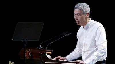 Lee Hsien Yang, son of former leader Lee Kuan Yew, delivers his eulogy during the funeral service at the University Cultural Centre at the National University of Singapore March 29, 2015. Reuters