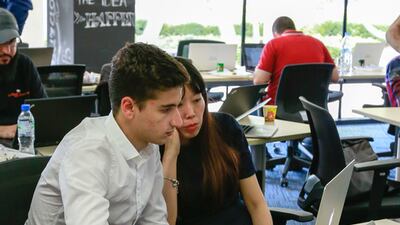 Participants at the Dubai Startup Weekend at Astrolabs Dubai. Victor Besa for The National
