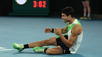 Carlos Alcaraz after winning the Australian Open final against Novak Djokovic. Getty Images