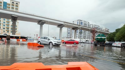 Flooding occurs in Discover, Dubai. Leslie Pableo / The National