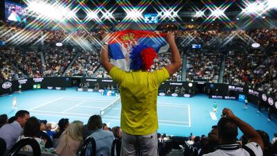 A Serbian fan at Melbourne Park. Getty