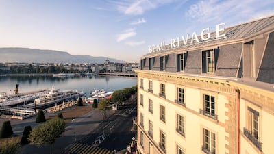 The view over Lake Geneva and the Jet d'Eau. Courtesy Beau-Rivage