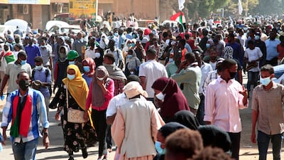 More than 2,000 people took to the streets calling for civilian rule. AFP