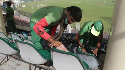 Preparations are being made at the Gaddafi Stadium in Lahore for the third Pakistan-Sri Lanka T20 match. KM Chaudary / AP Photo