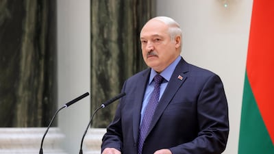 Belarusian President Alexander Lukashenko speaks in Minsk on June 27. Belarus President Press Service / EPA