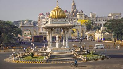 Outside the gates of Mysore Palace in Mysore, India, which has launched a campaign to recycle rubbish for compost and electricity. Corbis