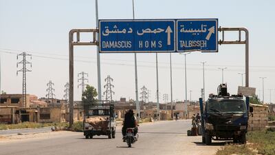 The highway leading from the Syrian capital Damascus to Homs, where government troops and allied forces drove ISIL from it last stronghold in the province on August 6, 2017. Mahmoud Taha / AFP / August 3, 2017