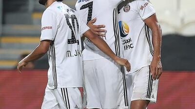 Ailton Almeida of Al Jazira celebrates a goal during the Arabian Gulf League football match between Al Jazira and Baniyas at Mohammed bin Zayed Stadium, Abu Dhabi on Thursday, October 27, 2016. Mostafa Reda / Aletihad
