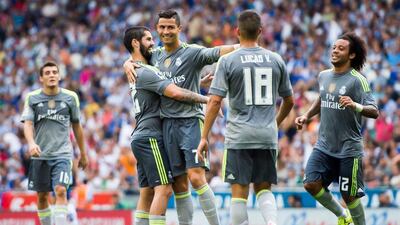 Cristiano Ronaldo and Real Madrid will open their Uefa Champions League campaign in free-scoring form. Alex Caparros / Getty Images