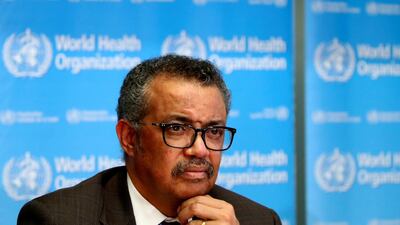 Director General of the World Health Organisation (WHO) Tedros Adhanom Ghebreyesus attends a news conference on the situation of the coronavirus (Covid-19), in Geneva, Switzerland. REUTERS