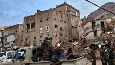 Buildings damaged by heavy rain and floods in the historical city of Tarim in Yemen's Hadramawt province. Courtesy Hadramawt governorate media office