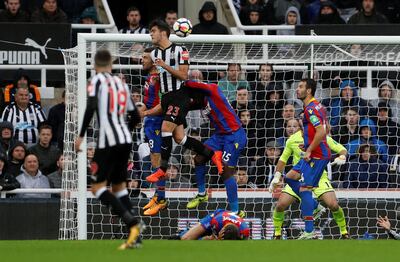 Mikel Merino heads home the only goal of the game for Newcastle United. Lee Smith / Reuters