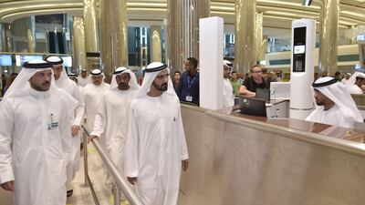 Sheikh Mohammed also inspected 50 Emirates Airline counters, including passport section, and first and second class counters.